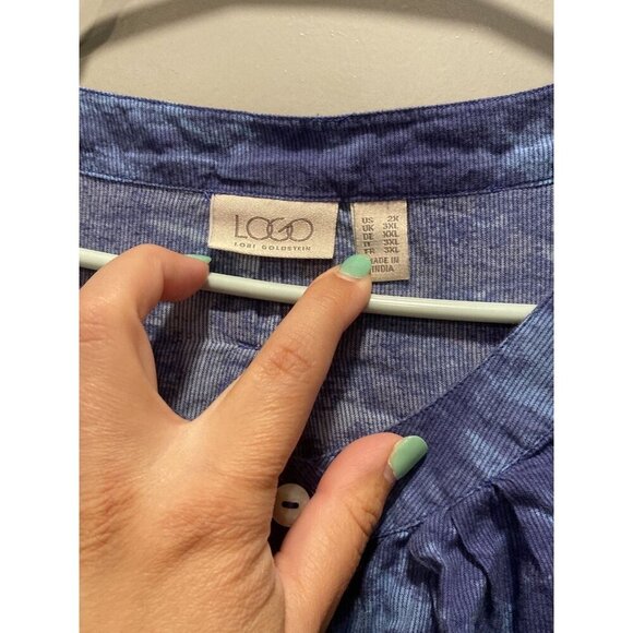 Logo by Lori Goldstein Blue TyeDye 2x blouse - Picture 2 of 6
